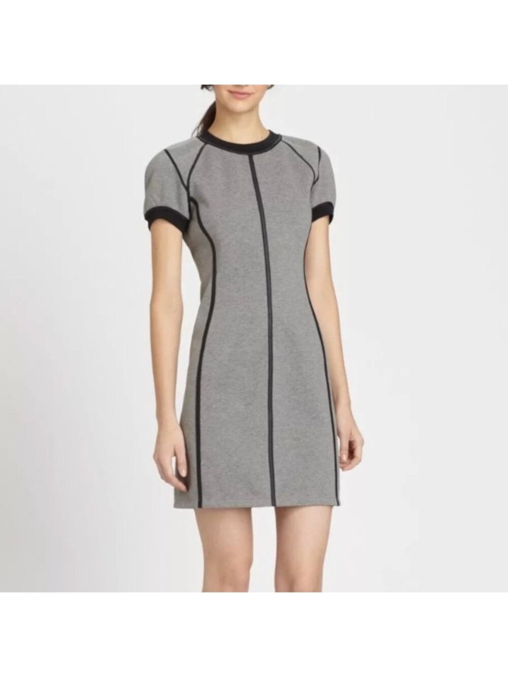 Theory Nevassa Ponte Sheath Dress Womens Large Gray Quiet Luxury Office Siren